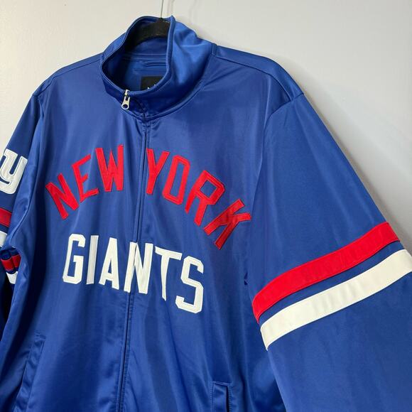 New York Giants NFL Block Logo Men's XL Track Jacket Full Zip Blue - Picture 6 of 11